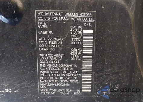 2020 Nissan Rogue Sv Intelligent Awd z USA, uszkodzony, nr VIN KNMAT2MV1LP532995